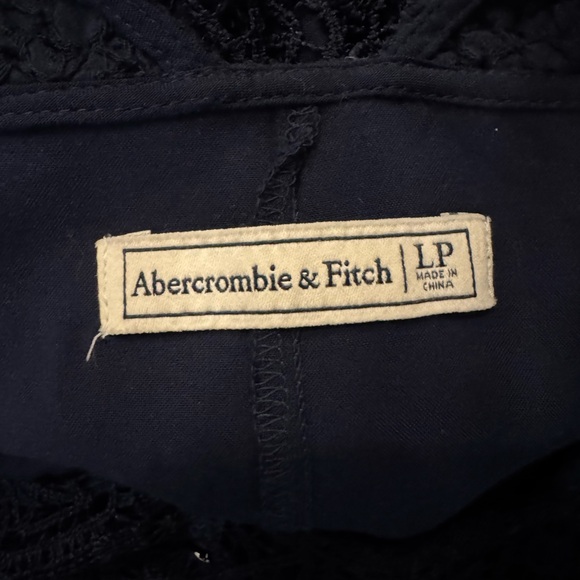 Abercrombie & Fit Navy Blue Crochet Lace Short Sleeve Dress, large - Picture 6 of 7